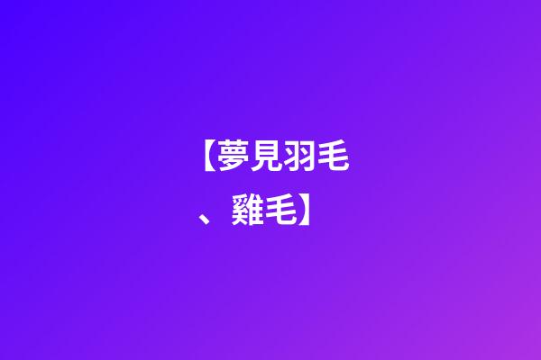 【夢見羽毛、雞毛】